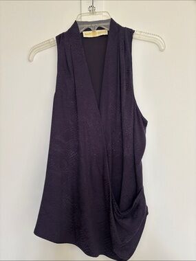 Ramy Brook Sleeveless Draped V-Neck Blouse in Deep Plum